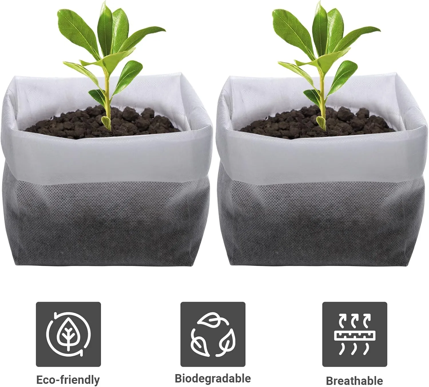 GREANER 200 PCS Nursery Bags for Plants, 11"x11.8" Biodegradable Plant Starter Bags, Aeration Grow Bags Seedling Pots Container for Plant, Seedling, Flower, Potato, Tomato Plant Starts