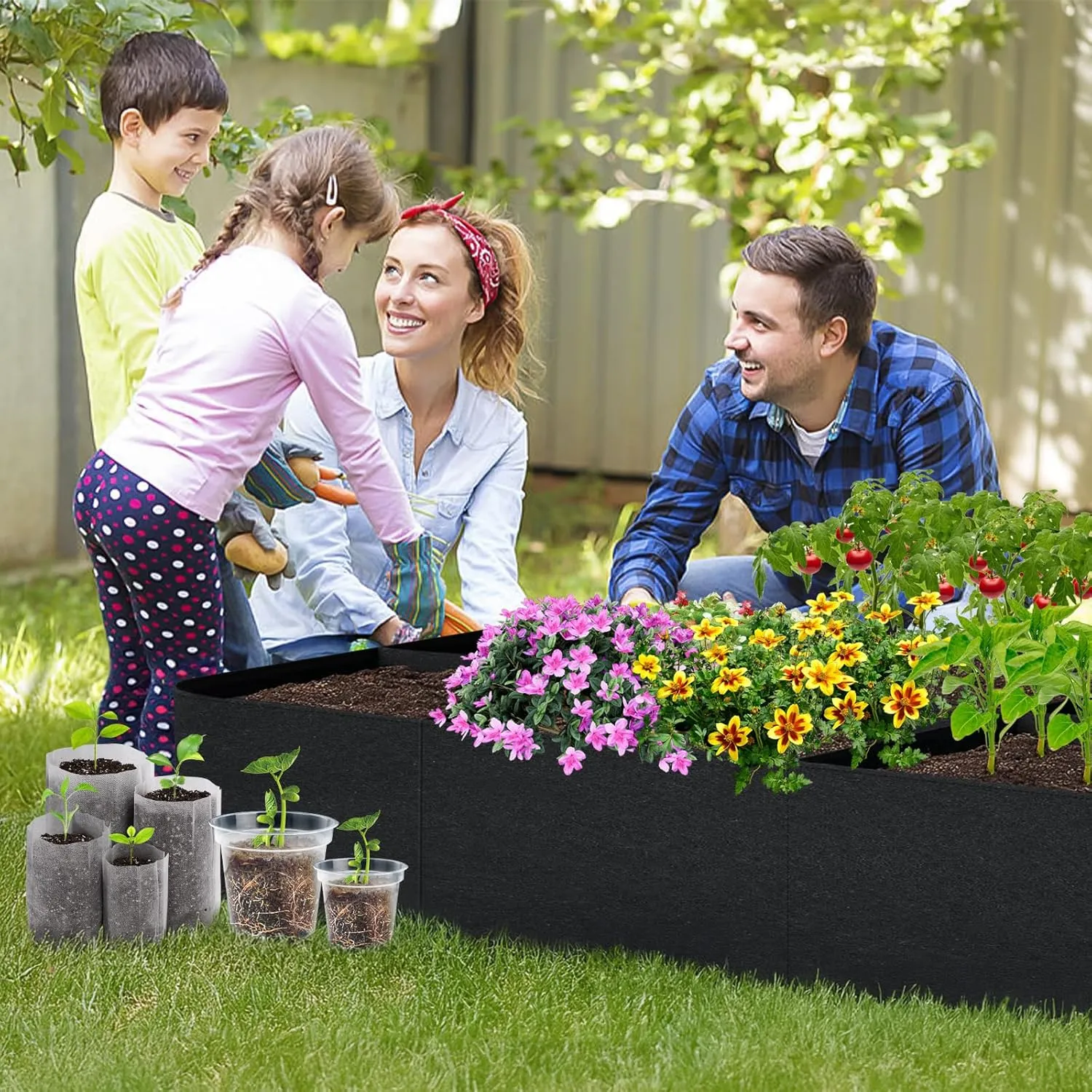 GREANER Fabric Raised Garden Bed, 6x3FT-8 Grid Garden Bed to Grow Vegetables, Heavy Plant Grow Bags for Growing Vegetables Flowers Herbs Fruits Potatoes