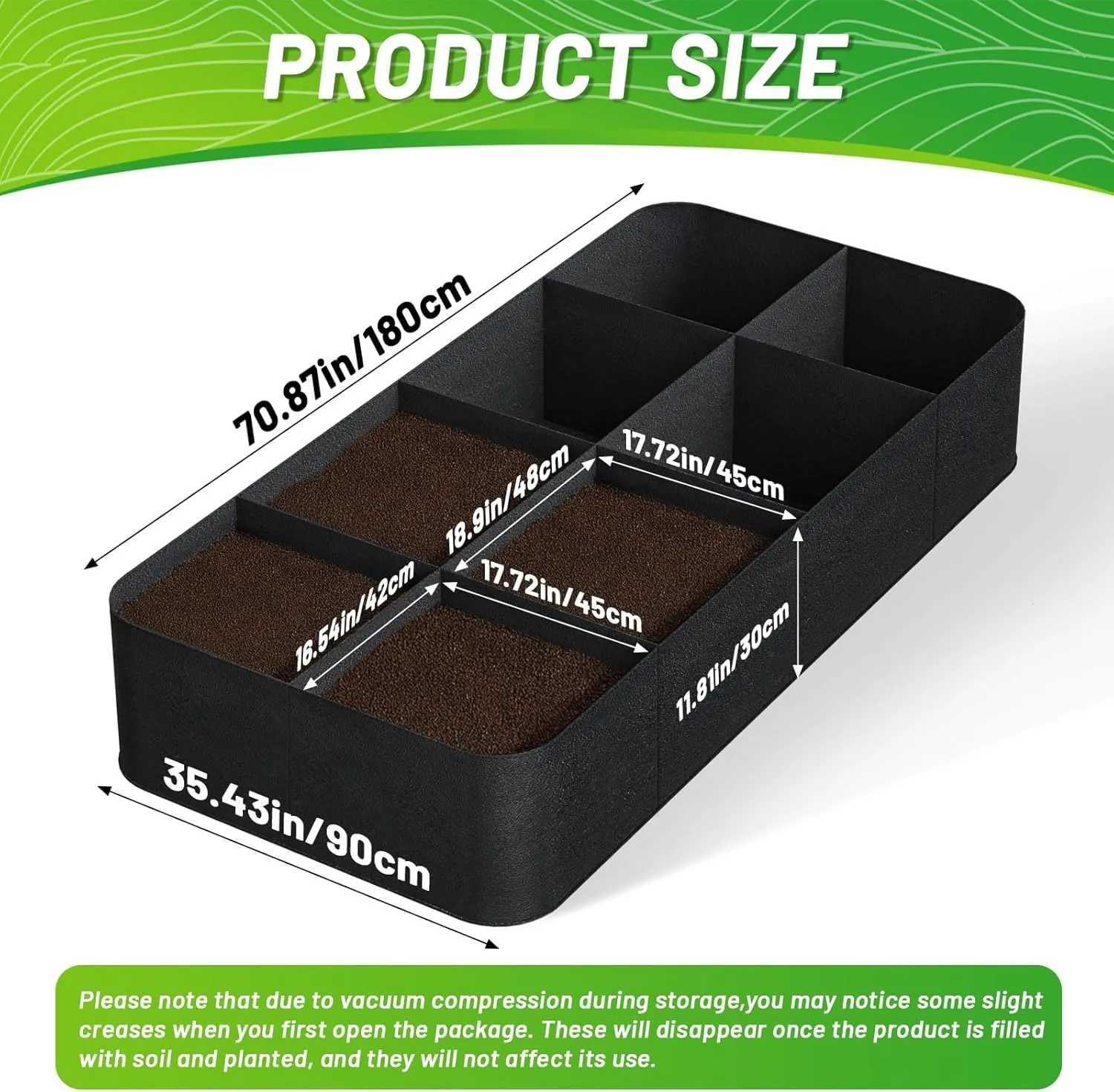 GREANER Fabric Raised Garden Bed, 6x3FT-8 Grid Garden Bed to Grow Vegetables, Heavy Plant Grow Bags for Growing Vegetables Flowers Herbs Fruits Potatoes