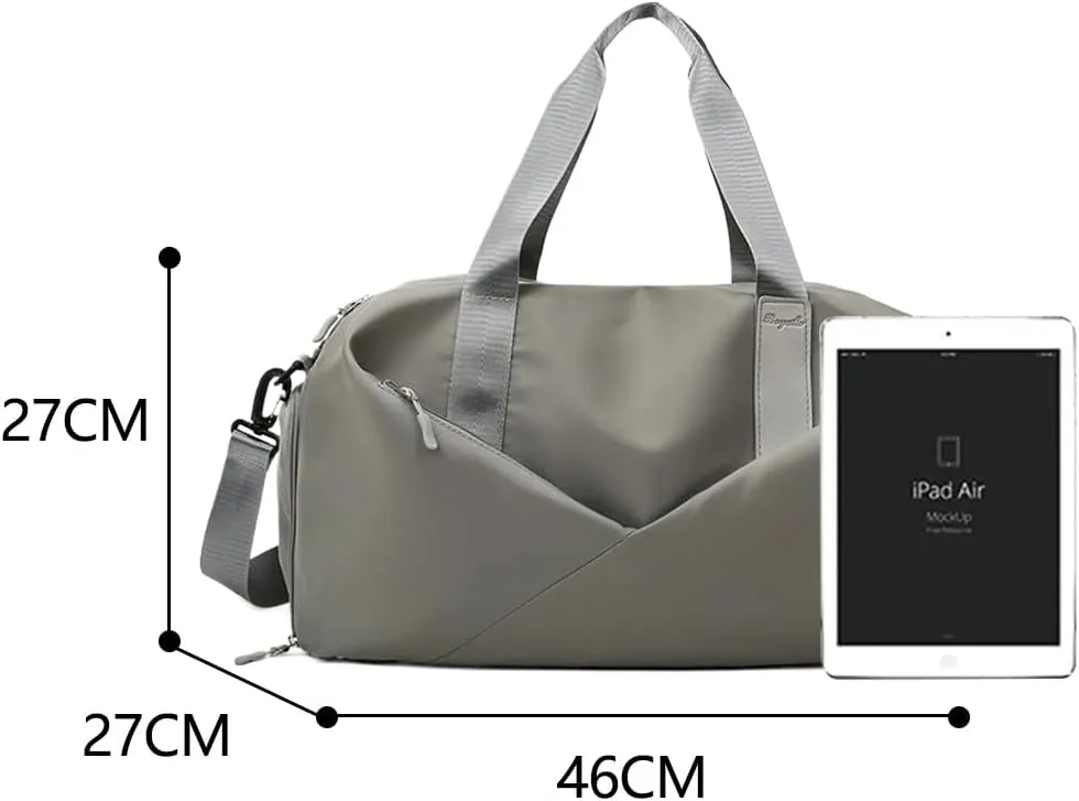 Gym Bag for Women,Sports Travel Duffel Bag, Weekender Overnight Bag with Wet Pocket and Shoes Compartment for Women, Travel,Workout,Gym, Yoga 638DA (Gray)