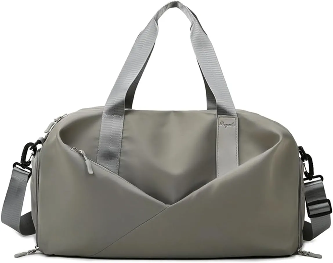 Gym Bag for Women,Sports Travel Duffel Bag, Weekender Overnight Bag with Wet Pocket and Shoes Compartment for Women, Travel,Workout,Gym, Yoga 638DA (Gray)