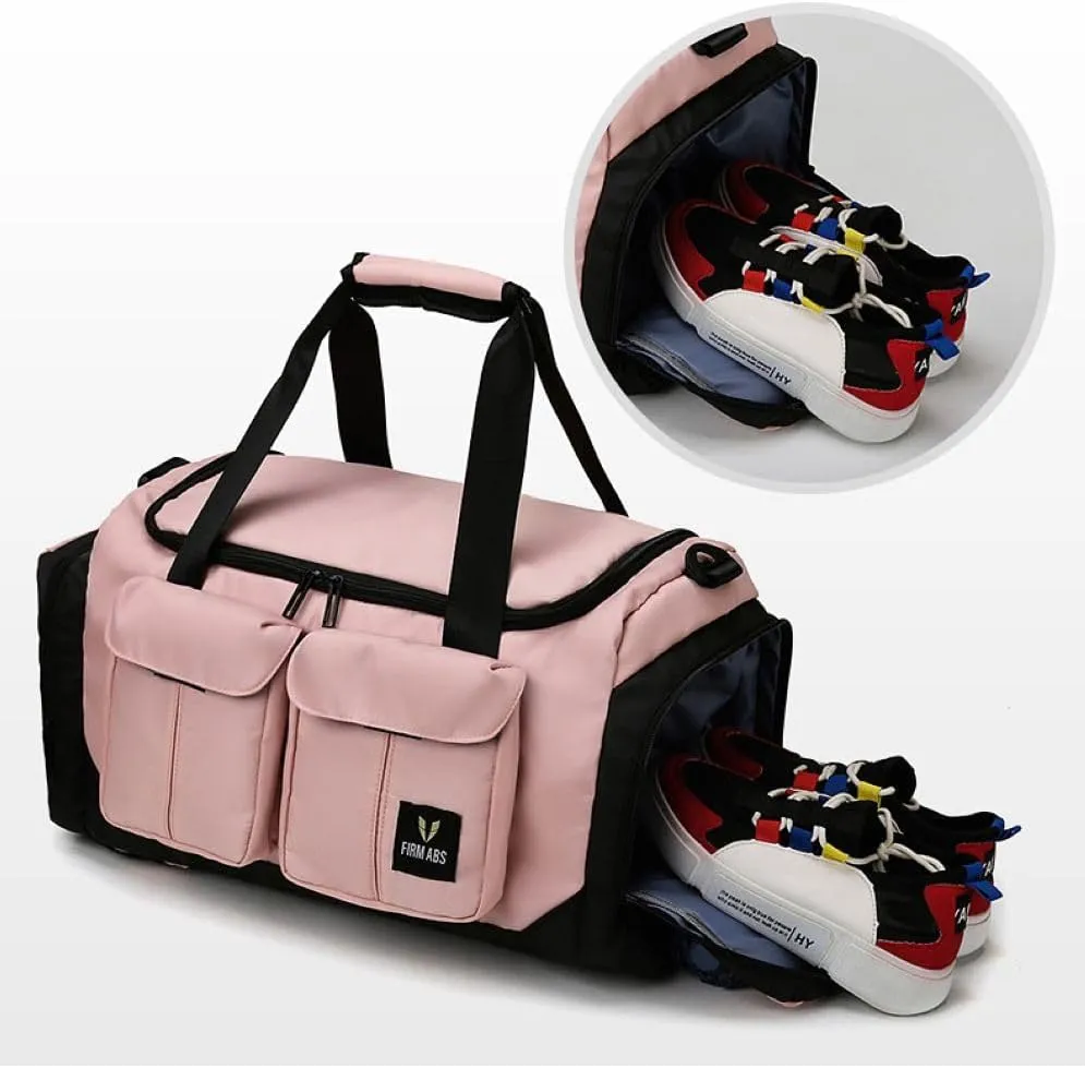Gym Bag for Women,Sports Travel Duffel Bag, Weekender Overnight Bag with Wet Pocket and Shoes Compartment for Women, Travel,Workout,Gym, Yoga DBE-561 (Gray)