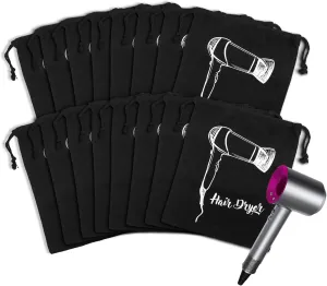 Hair Dryer Bags Bulk, Hairdryers Storage Drawstring Pouch, Blow Dryer Case Container Hairdryer and Styling Tools Accessories Bags for Hotel Home Travel Bathroom 13.7 x 11.8 in (4 PCS Black)