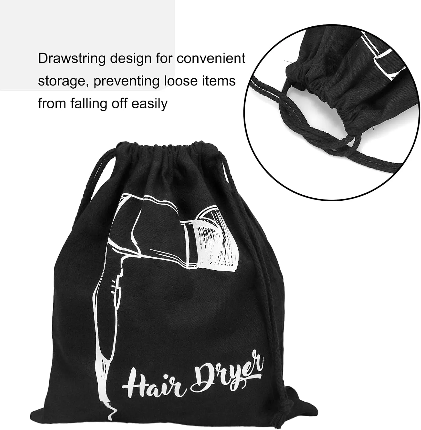 Hair Dryer Bags Bulk, Hairdryers Storage Drawstring Pouch, Blow Dryer Case Container Hairdryer and Styling Tools Accessories Bags for Hotel Home Travel Bathroom 13.7 x 11.8 in (4 PCS Black)