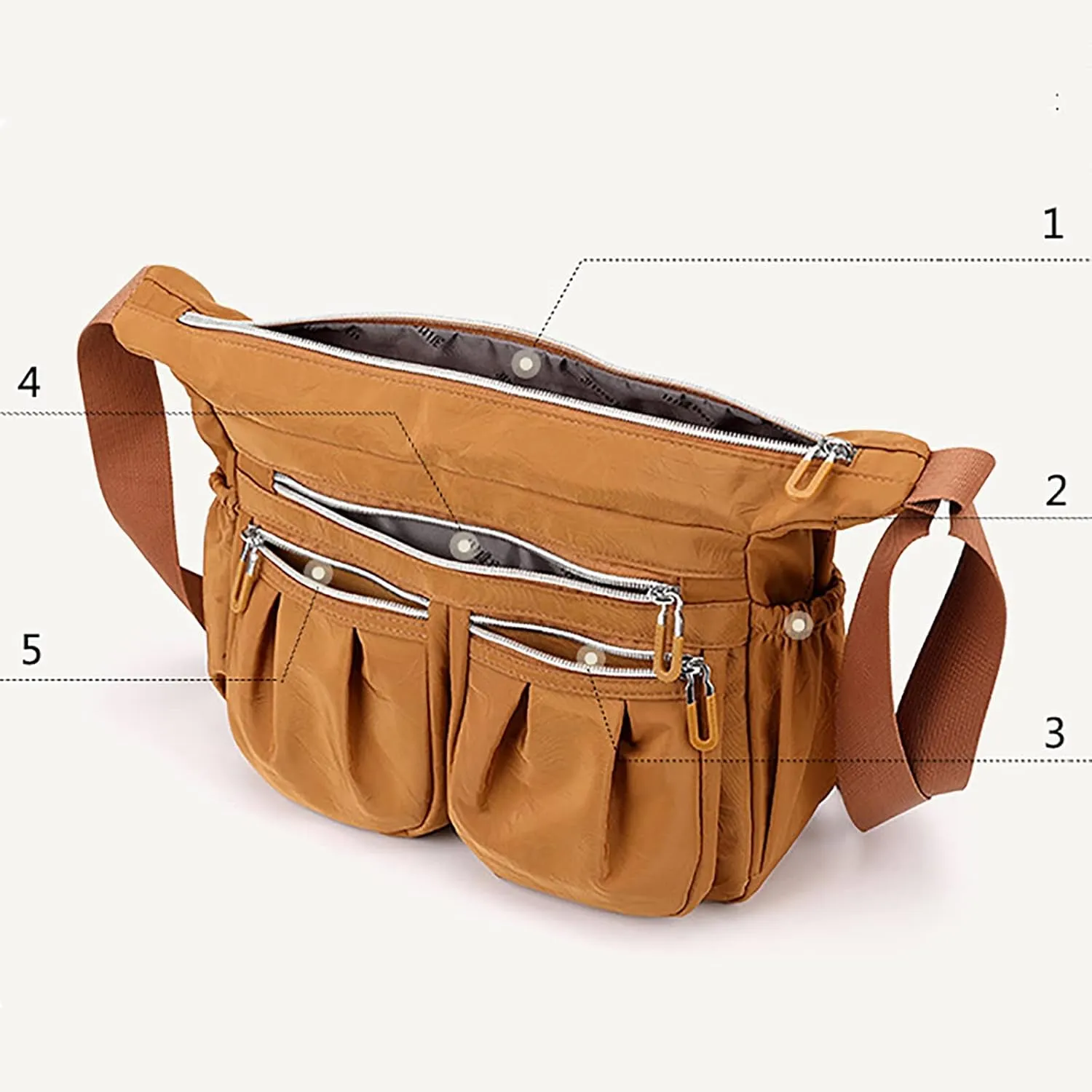 Handbags for Womens Nylon Zipper Tote Bag Capacity Satchel Bags Crossbody Casual Travel Roomy Messenger Bags