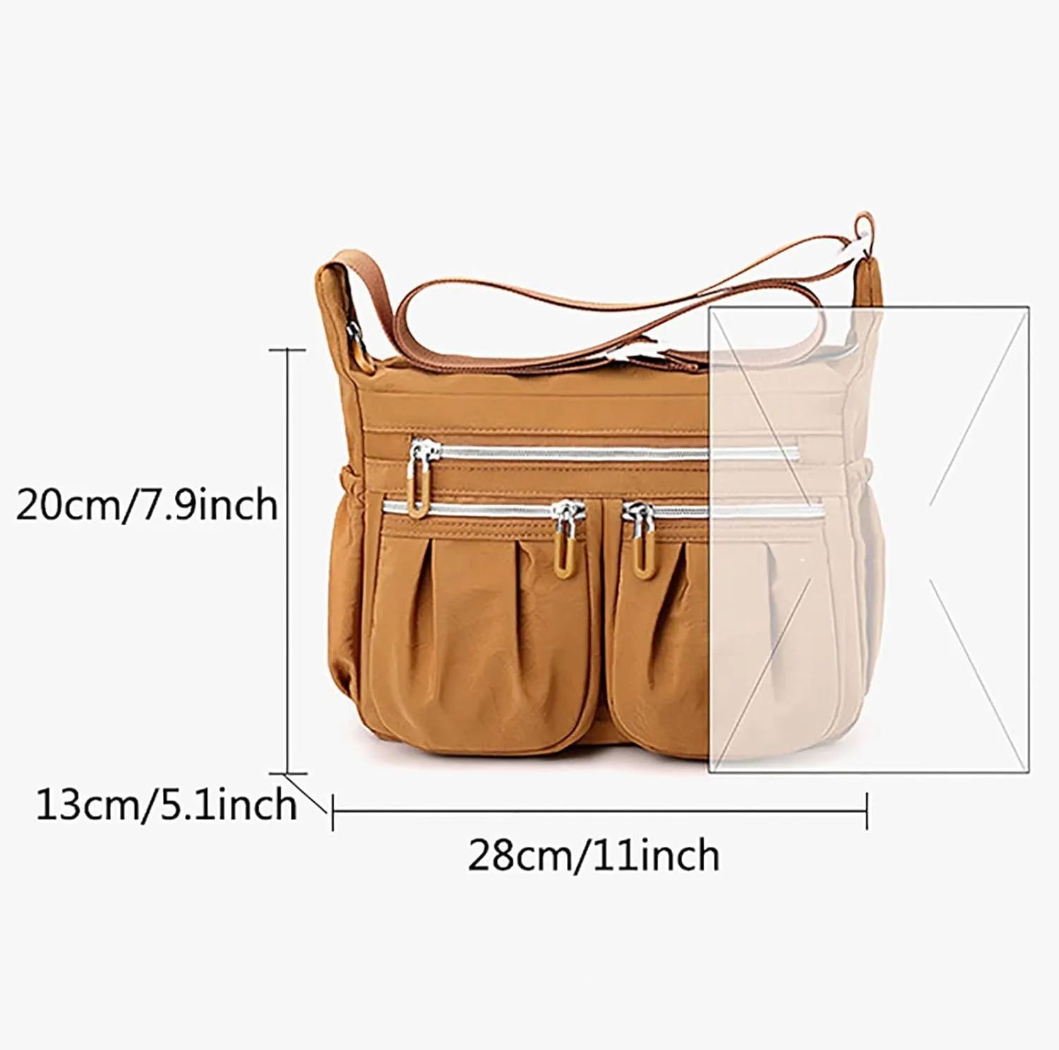 Handbags for Womens Nylon Zipper Tote Bag Capacity Satchel Bags Crossbody Casual Travel Roomy Messenger Bags