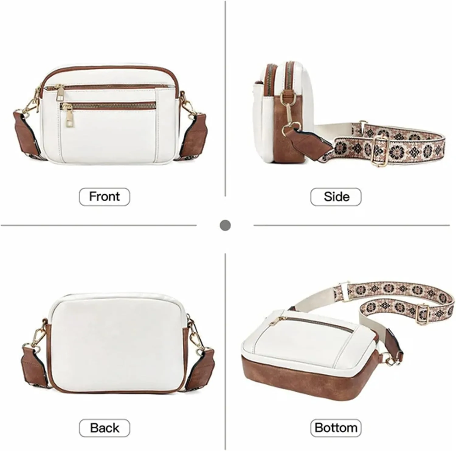 Handmade Colorful Straps Crossbody Leather Bags & Purse, Waterproof Multi-pocket Crossbody Bag for Women