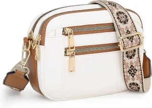 Handmade Colorful Straps Crossbody Leather Bags & Purse, Waterproof Multi-pocket Crossbody Bag for Women