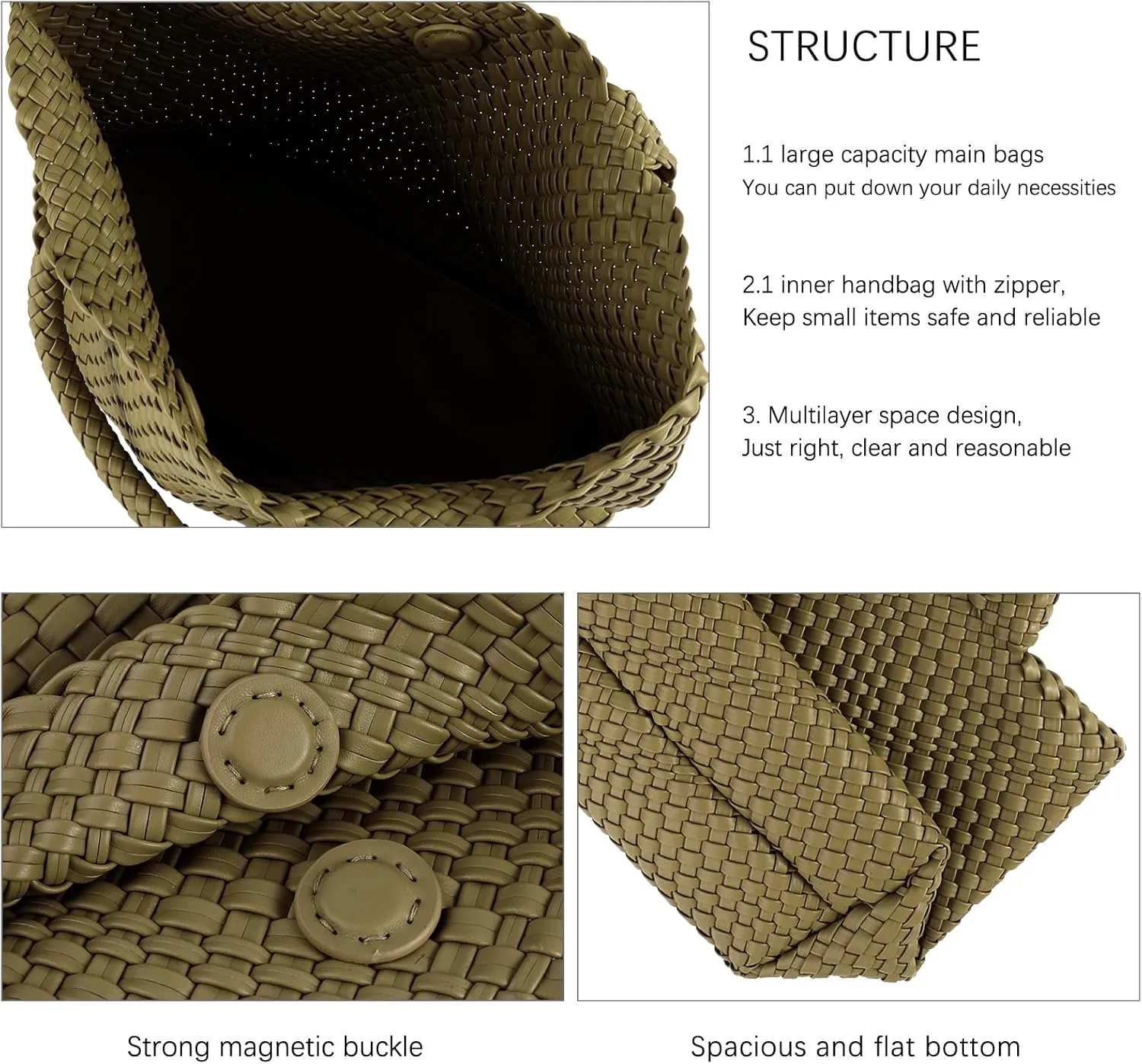 Handmade Woven Bag Satchel Handbag For Women Vegan Leather Tote Bag With Purses Travel Shoulder Bag Underarm Bag