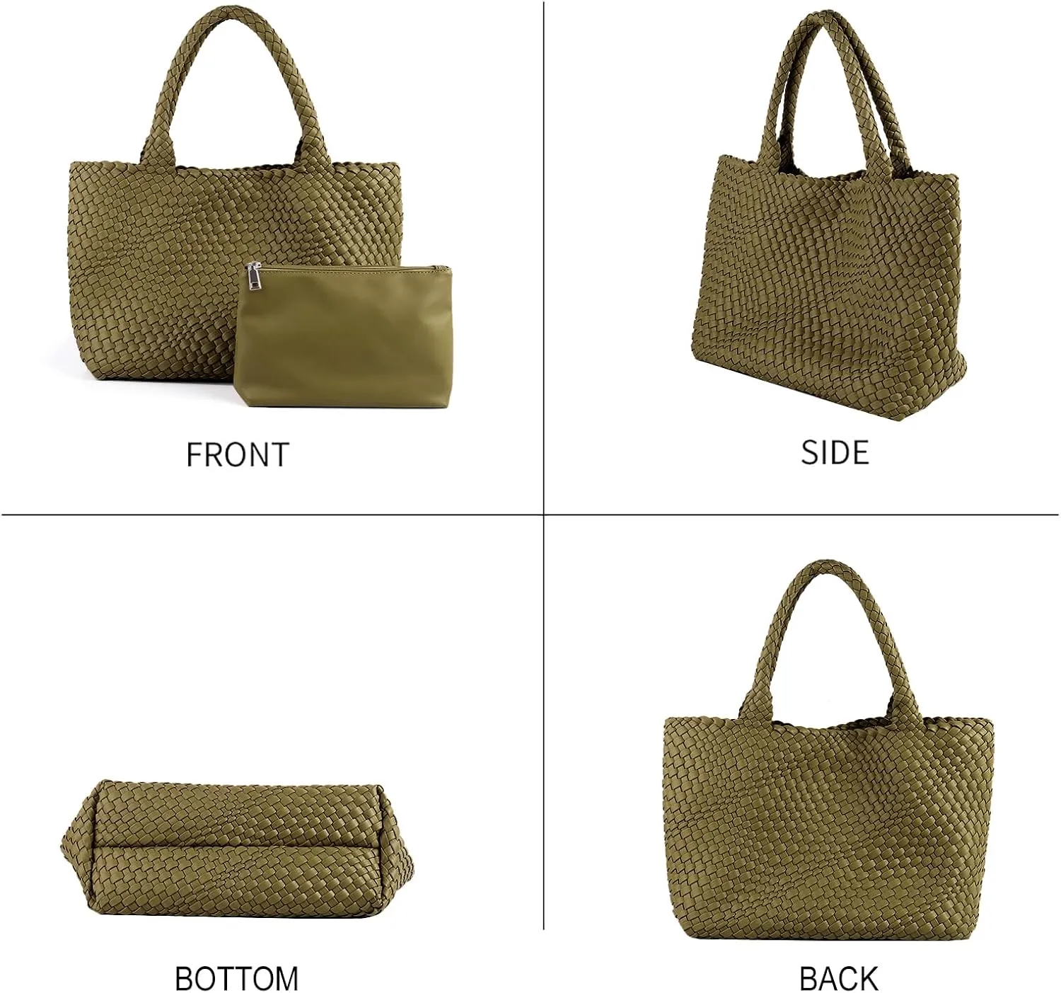 Handmade Woven Bag Satchel Handbag For Women Vegan Leather Tote Bag With Purses Travel Shoulder Bag Underarm Bag