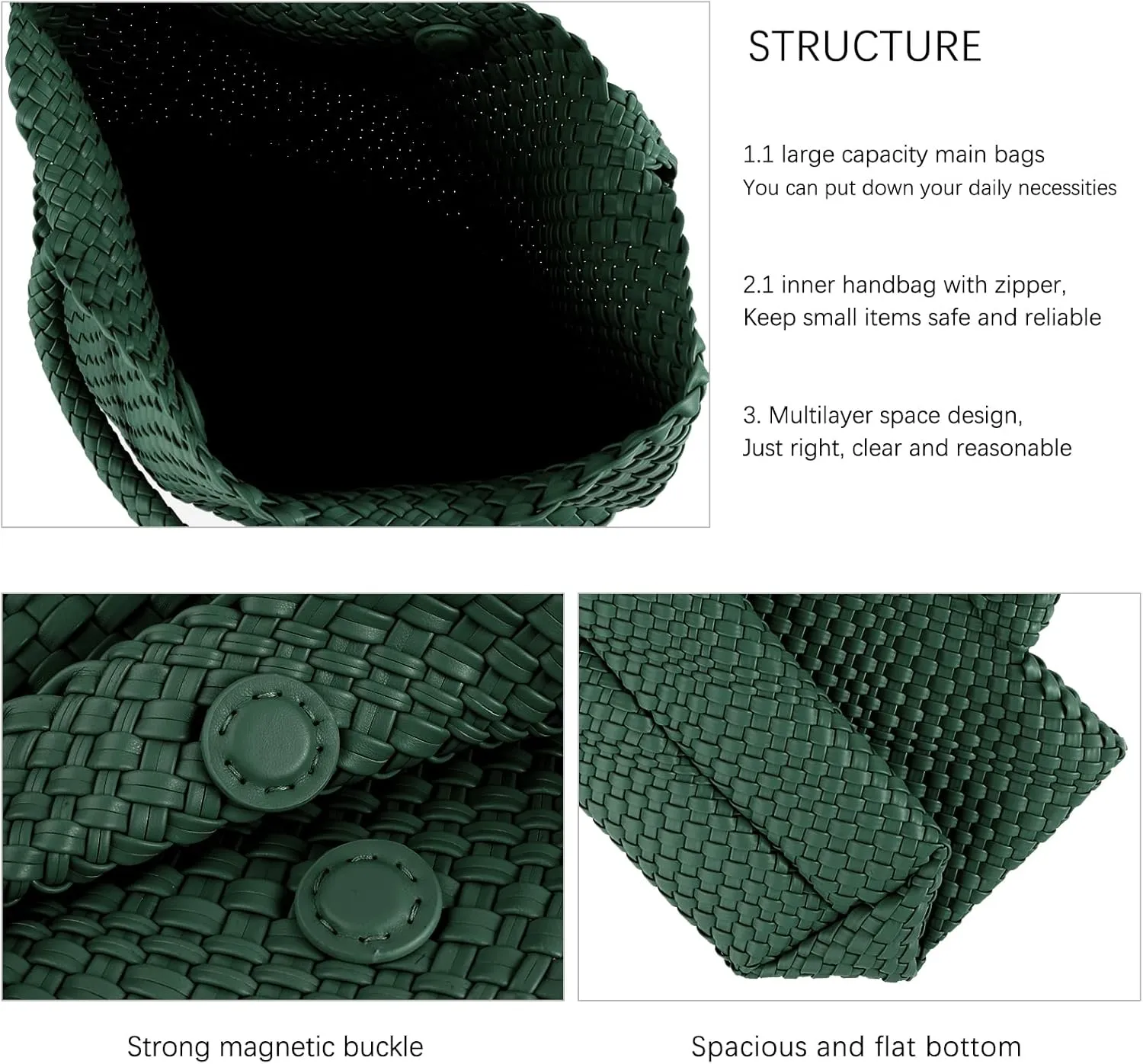 Handmade Woven Bag Satchel Handbag For Women Vegan Leather Tote Bag With Purses Travel Shoulder Bag Underarm Bag
