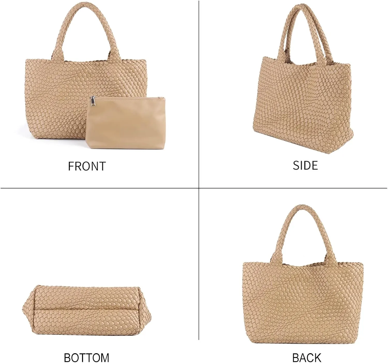 Handmade Woven Bag Satchel Handbag For Women Vegan Leather Tote Bag With Purses Travel Shoulder Bag Underarm Bag