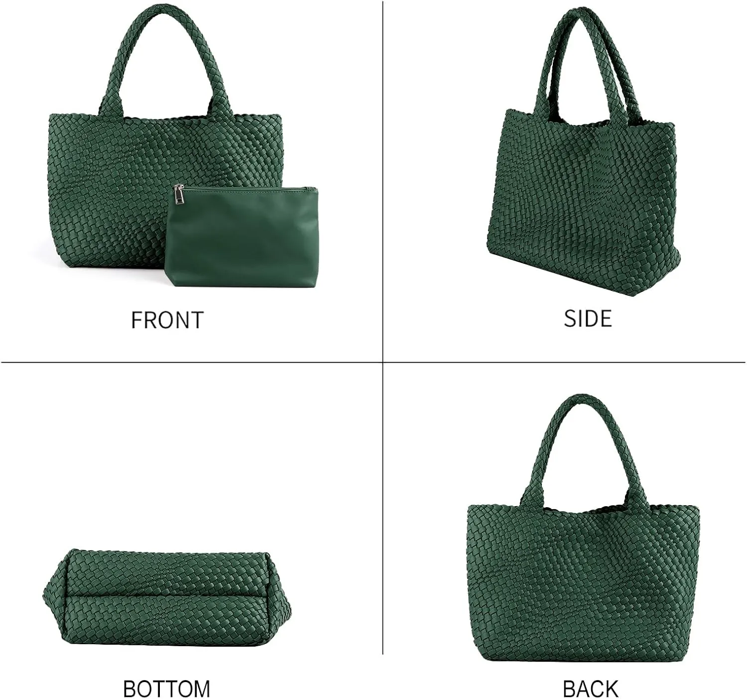 Handmade Woven Bag Satchel Handbag For Women Vegan Leather Tote Bag With Purses Travel Shoulder Bag Underarm Bag