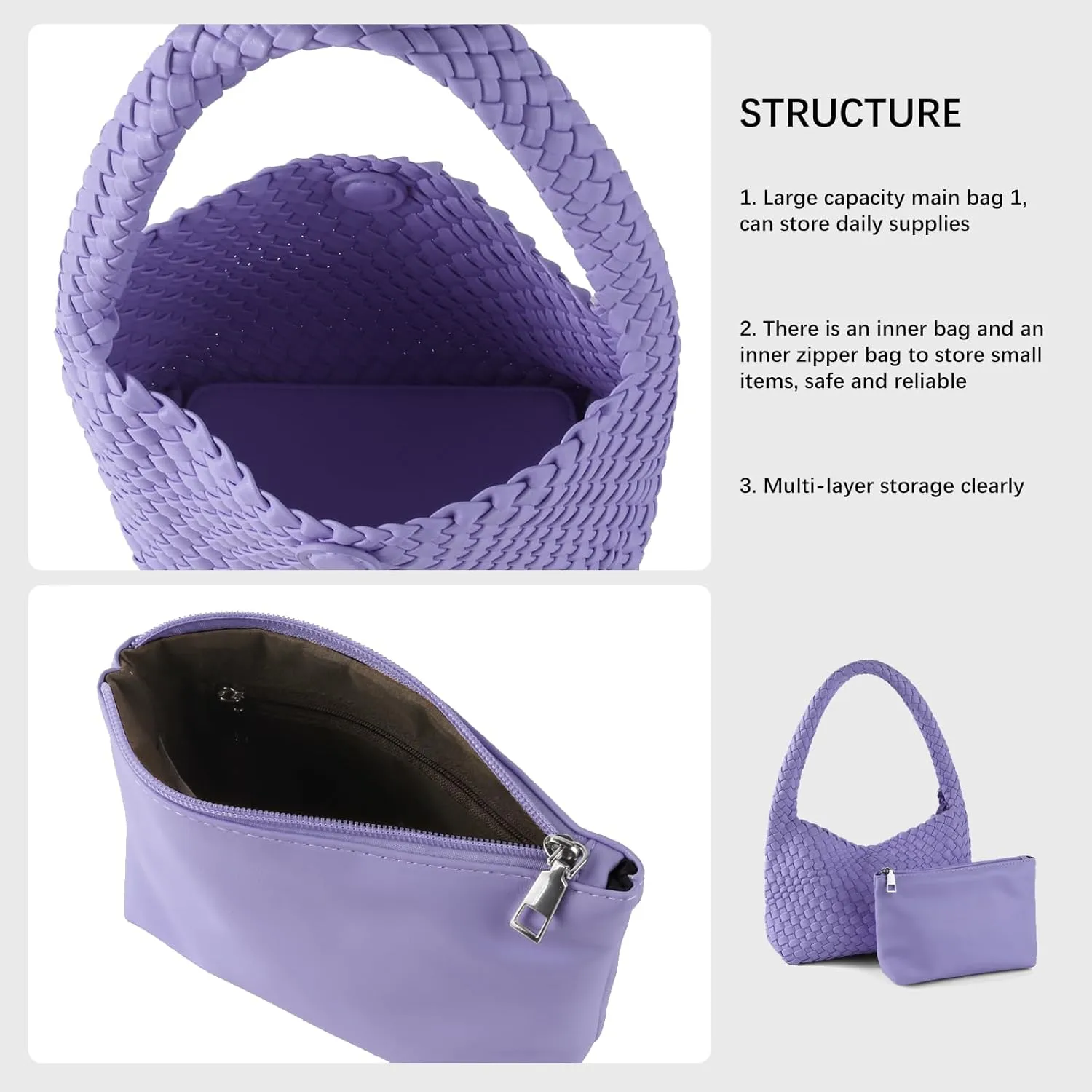Handmade Woven Tote Bag - Women's Vegan Leather Shoulder Bag With Purses