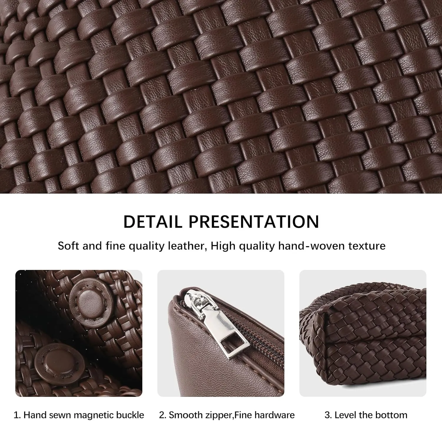 Handmade Woven Tote Bag - Women's Vegan Leather Shoulder Bag With Purses