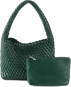 Handmade Woven Tote Bag - Women's Vegan Leather Shoulder Bag With Purses