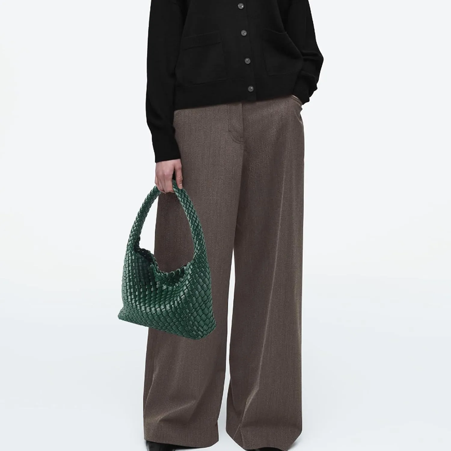 Handmade Woven Tote Bag - Women's Vegan Leather Shoulder Bag With Purses