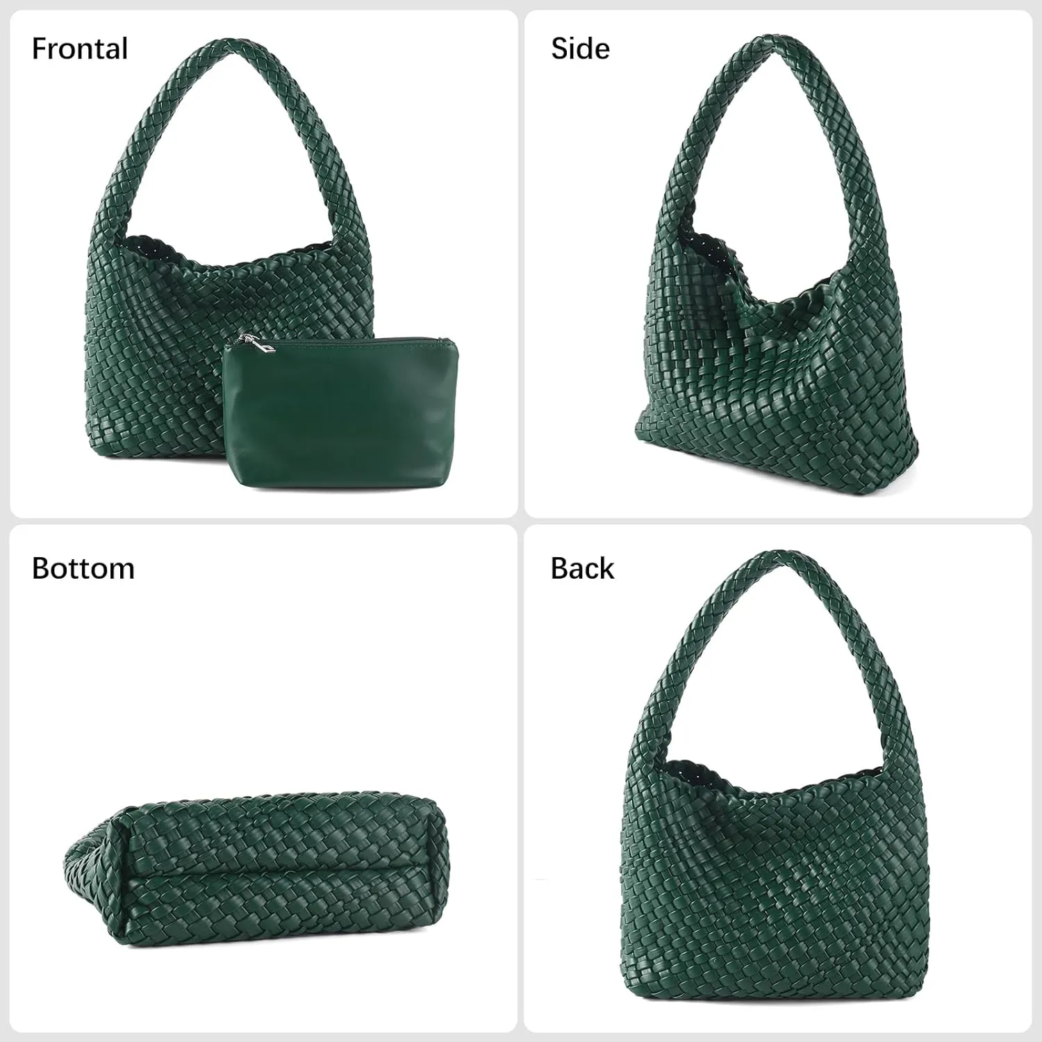Handmade Woven Tote Bag - Women's Vegan Leather Shoulder Bag With Purses