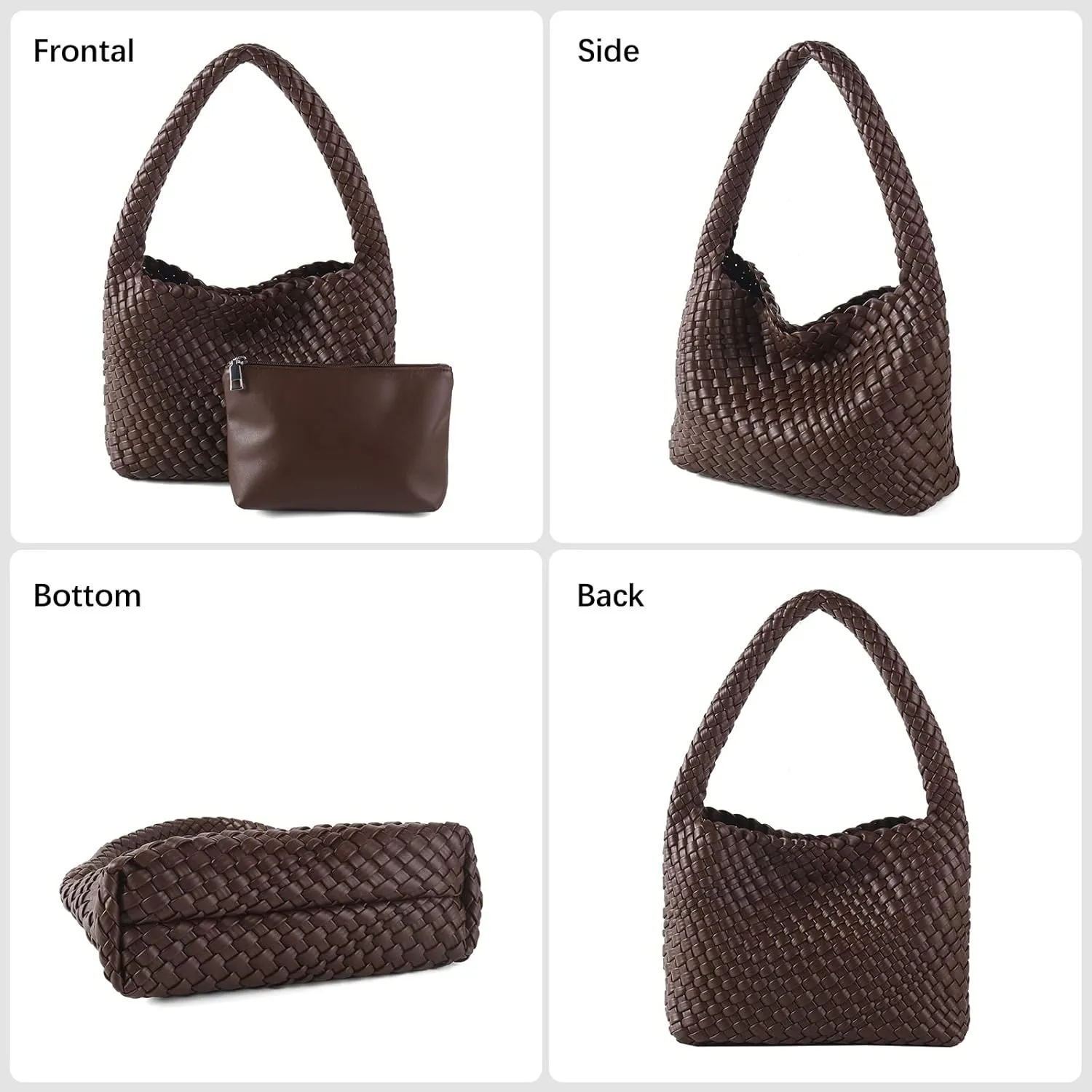 Handmade Woven Tote Bag - Women's Vegan Leather Shoulder Bag With Purses