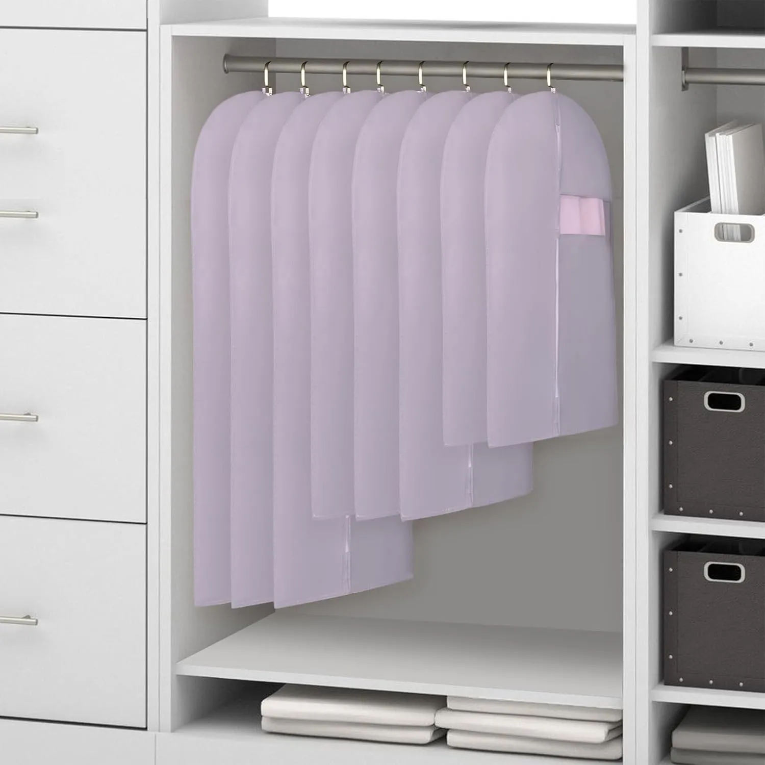 Hanging Garment Bags Suit Bags(Set of 10) Dust Cover Breathable Dress Bag for Closet Clothes Storage or Travel- Purple 24'' x 48''