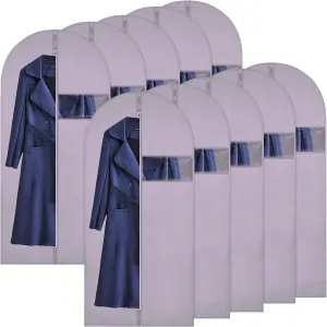 Hanging Garment Bags Suit Bags(Set of 10) Dust Cover Breathable Dress Bag for Closet Clothes Storage or Travel- Purple 24'' x 48''