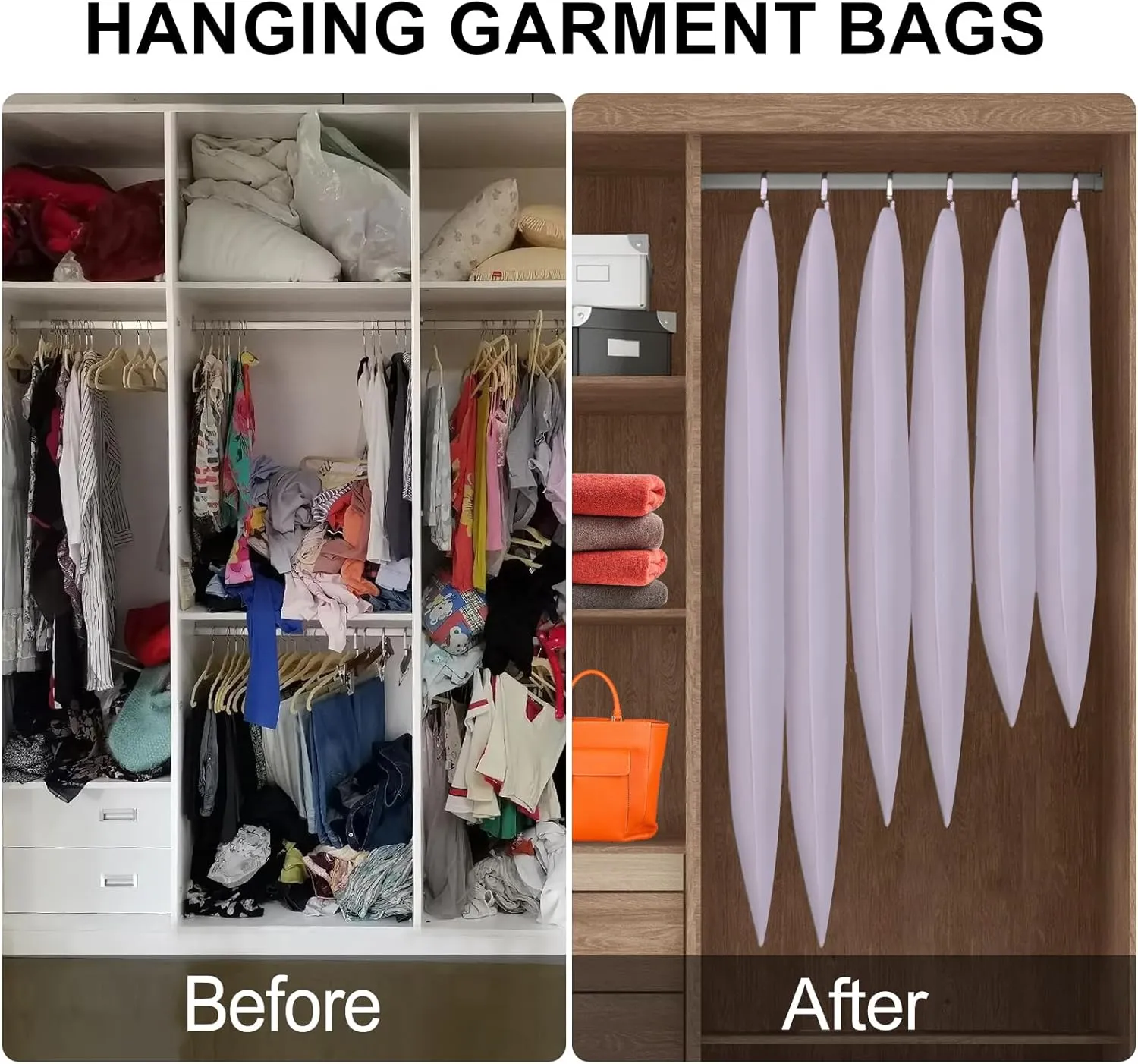 Hanging Garment Bags Suit Bags(Set of 10) Dust Cover Breathable Dress Bag for Closet Clothes Storage or Travel- Purple 24'' x 48''