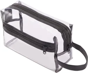 HAOGUAGUA Heavy Duty Clear Travel Toiletry Makeup Bags Transparent Shaving Bag Water Resistant Cosmetic Bag Organizer Pouch with Zipper and Handle