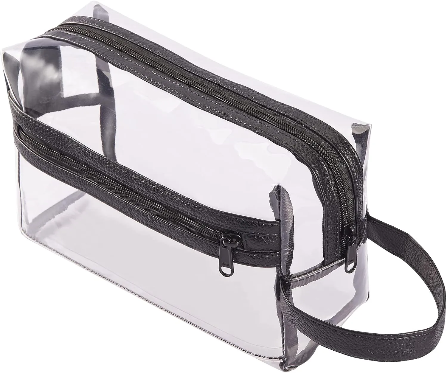 HAOGUAGUA Heavy Duty Clear Travel Toiletry Makeup Bags Transparent Shaving Bag Water Resistant Cosmetic Bag Organizer Pouch with Zipper and Handle
