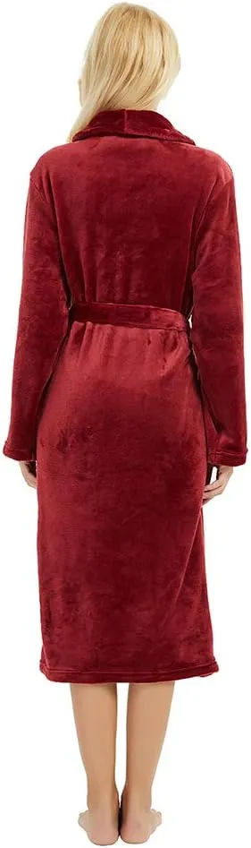 HEARTNICE Womens Fleece Robes, Soft Plush Long Bathrobe, Thick Kimono Robes for Womens, Warm House Coat