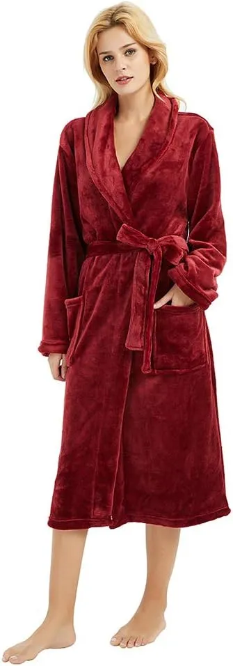 HEARTNICE Womens Fleece Robes, Soft Plush Long Bathrobe, Thick Kimono Robes for Womens, Warm House Coat