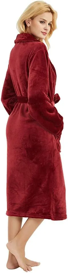 HEARTNICE Womens Fleece Robes, Soft Plush Long Bathrobe, Thick Kimono Robes for Womens, Warm House Coat
