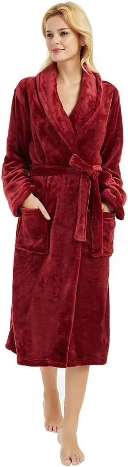HEARTNICE Womens Fleece Robes, Soft Plush Long Bathrobe, Thick Kimono Robes for Womens, Warm House Coat