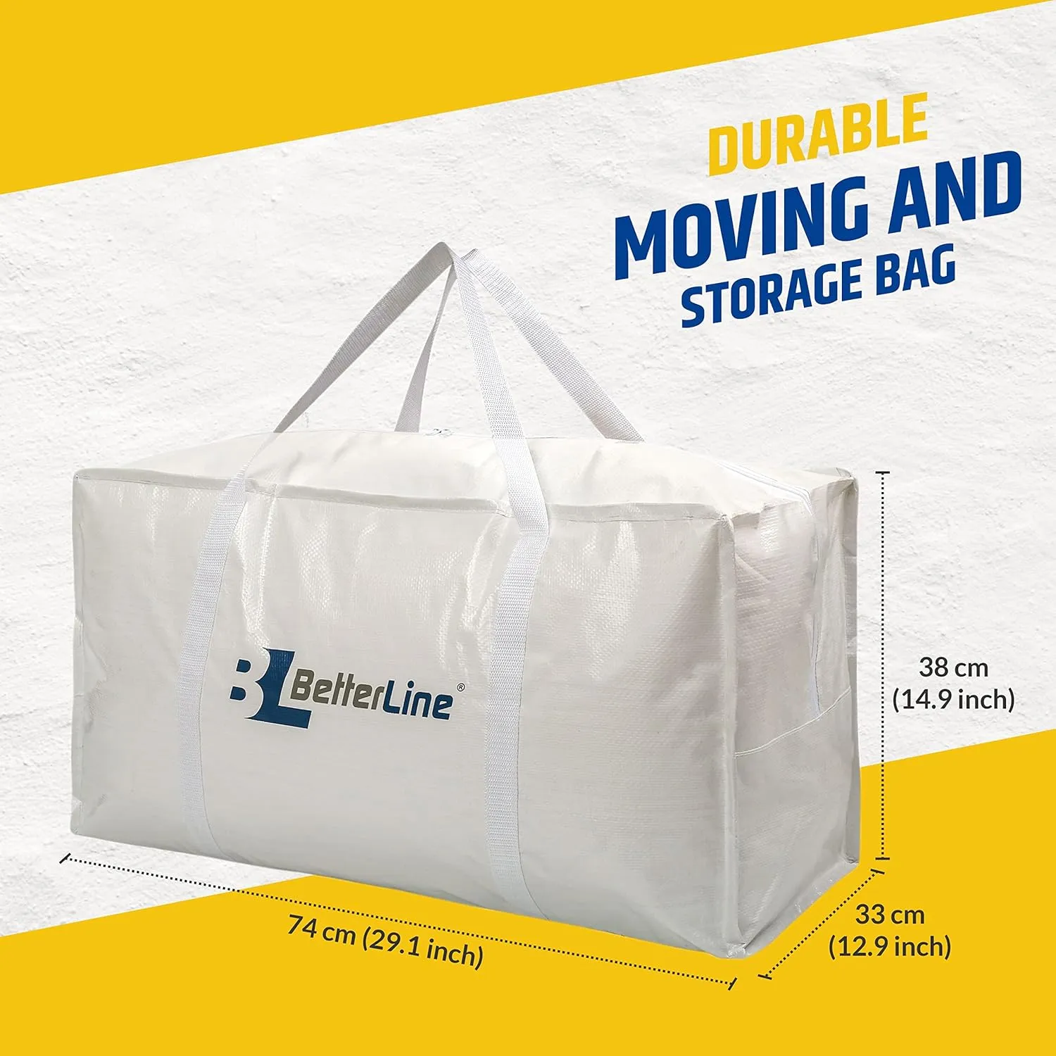 Heavy Duty Moving and Storage Bag,29"x13"x15" Inches Tote with Reinforced Handles,Holds up to 65 lbs.,Tear and Water Resistant,Multi-Purpose and Foldable Double Zipper Polypropylene Bag,Set of 6