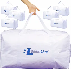 Heavy Duty Moving and Storage Bag,29"x13"x15" Inches Tote with Reinforced Handles,Holds up to 65 lbs.,Tear and Water Resistant,Multi-Purpose and Foldable Double Zipper Polypropylene Bag,Set of 6