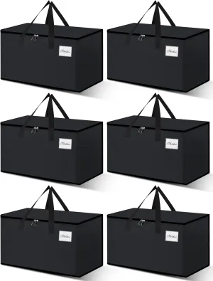 Heavy Duty Moving Bags - Extra Large Packing Bags and Storage Totes, Collapsible and Foldable Option for Moving and Storage, Black, 93 L - 6 Pack