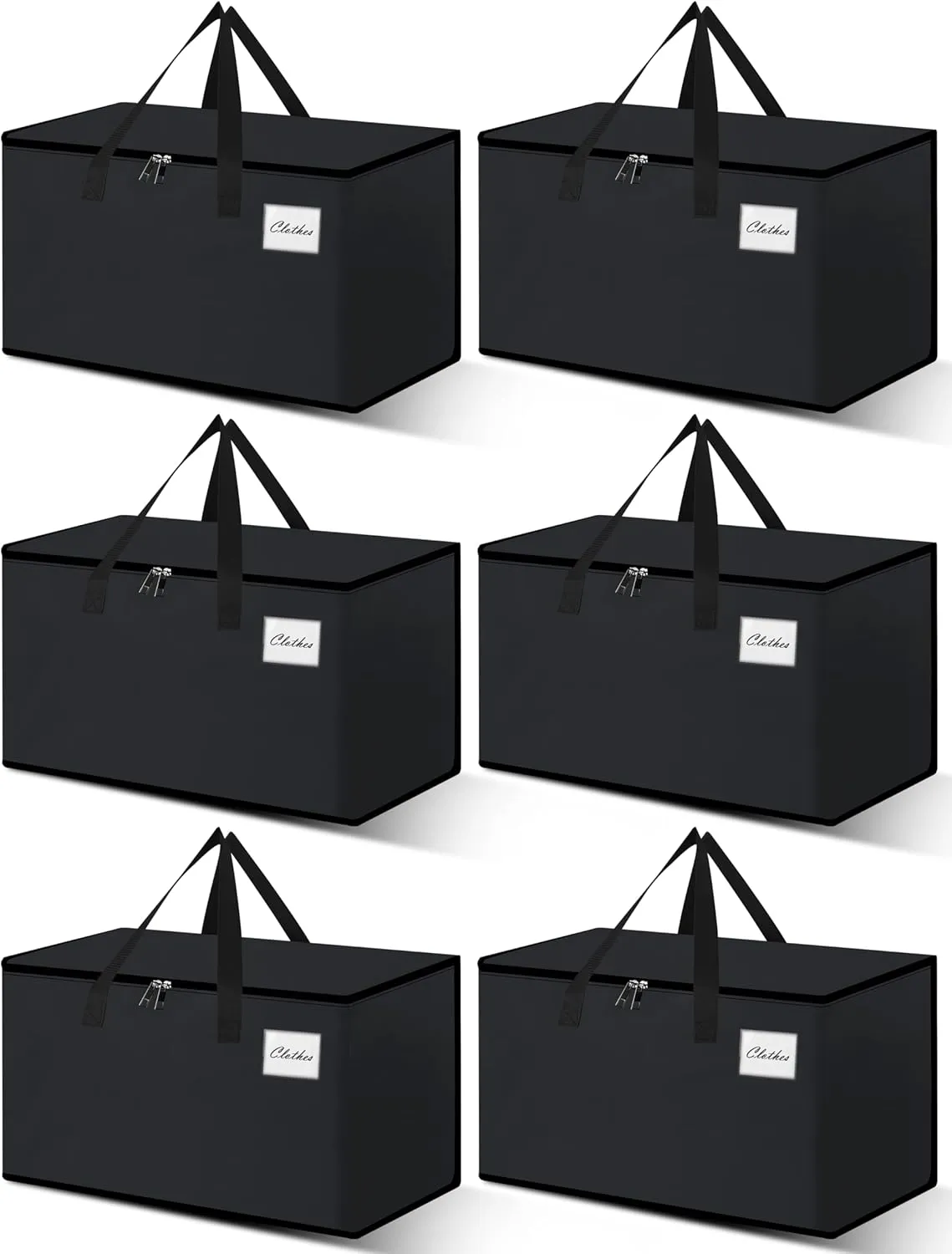 Heavy Duty Moving Bags - Extra Large Packing Bags and Storage Totes, Collapsible and Foldable Option for Moving and Storage, Black, 93 L - 6 Pack