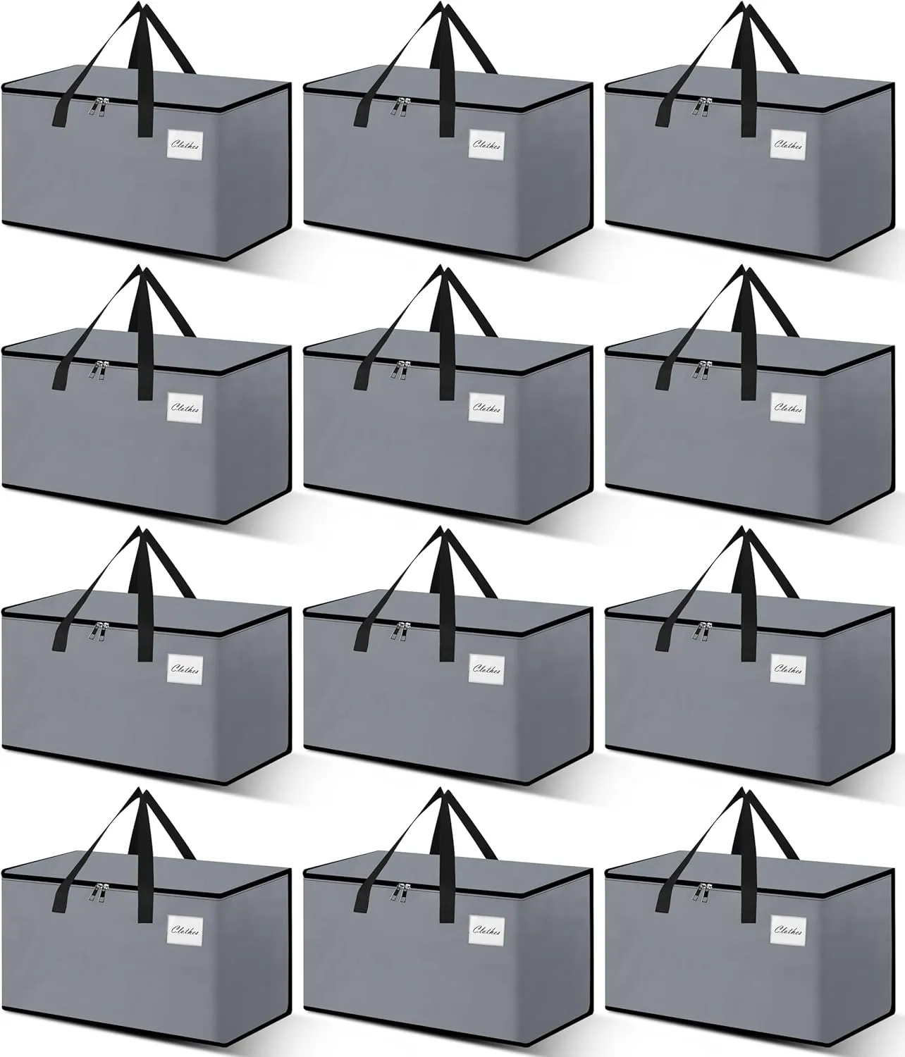 Heavy Duty Moving Bags - Extra Large Packing Bags and Storage Totes, Collapsible and Foldable Option for Moving and Storage, Grey, 125 L - 12 Pack