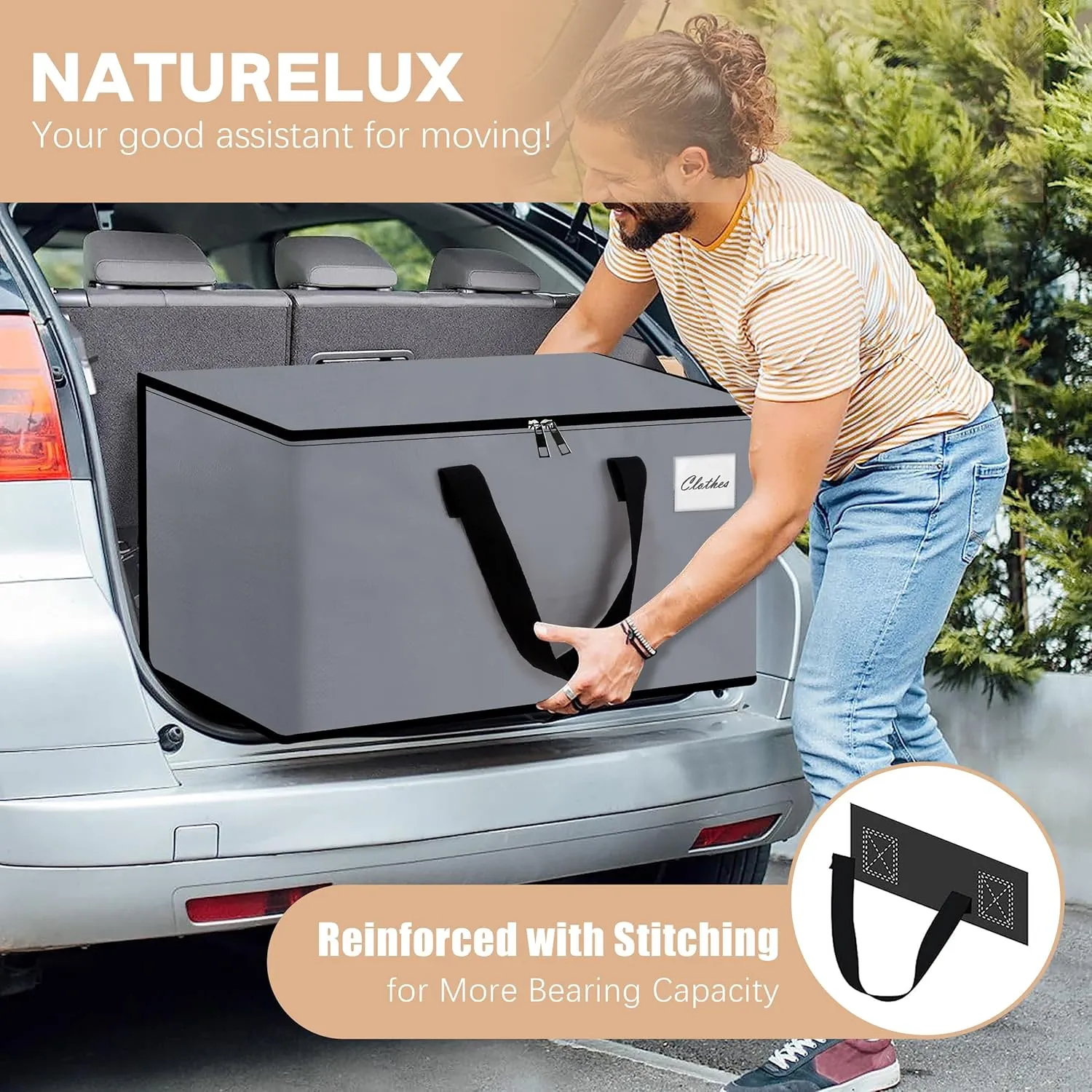 Heavy Duty Moving Bags - Extra Large Packing Bags and Storage Totes, Collapsible and Foldable Option for Moving and Storage, Multicolored, 125 L - 12 Pack