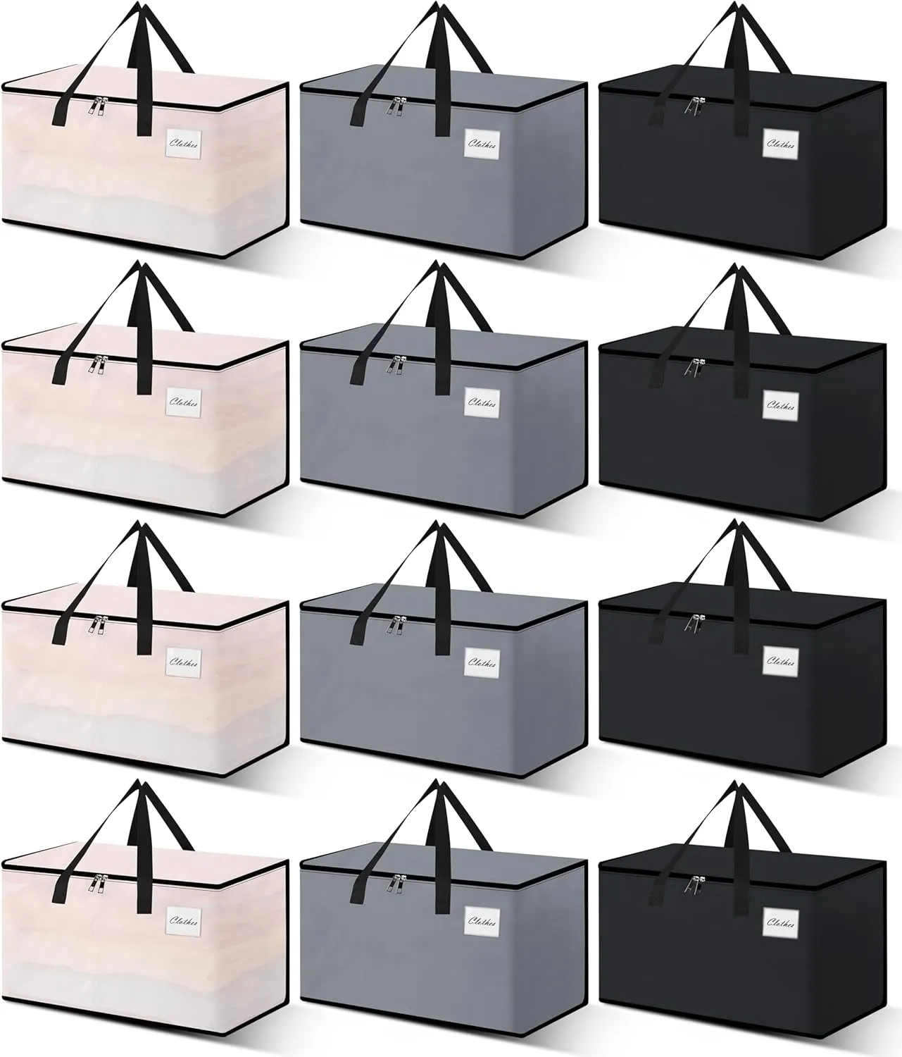 Heavy Duty Moving Bags - Extra Large Packing Bags and Storage Totes, Collapsible and Foldable Option for Moving and Storage, Multicolored, 125 L - 12 Pack