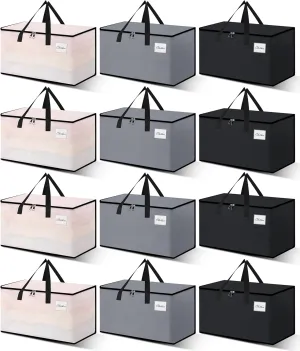 Heavy Duty Moving Bags - Extra Large Packing Bags and Storage Totes, Collapsible and Foldable Option for Moving and Storage, Multicolored, 125 L - 12 Pack