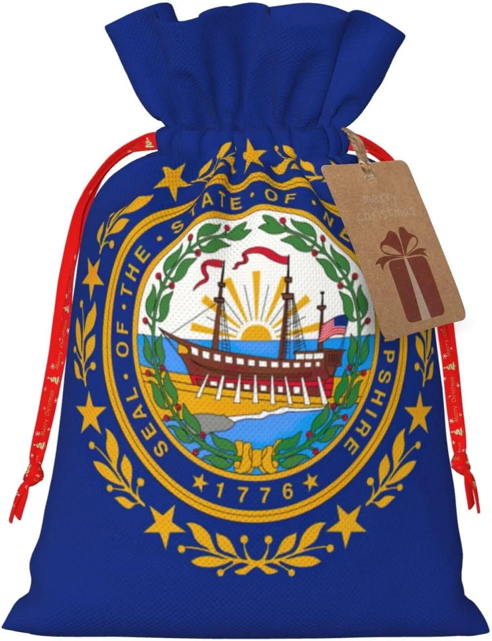 HJKTVDRQ New Hampshire State Flag Print Reusable Gifts Bags Present Wrapping Decorative Bags For Holiday,Christmas,Birthday Presents