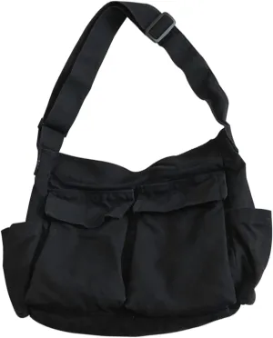 Hobo Messenger Bag with Multiple Pockets, Large Aesthetic Crossbody Bag, Casual Shoulder Tote Bag for Women and Men