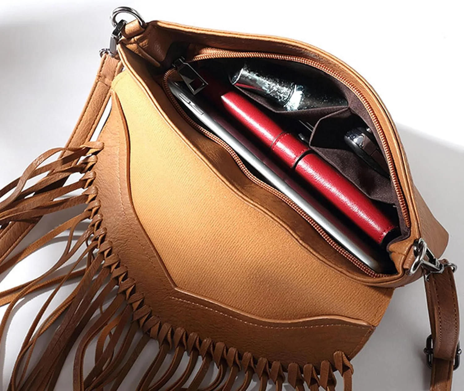 Hoce Women’s Leather Fringe Messenger Bag Large Hobo Crossbody Tassel Shoulder Bags, Gift for Mom Wife Girlfriend