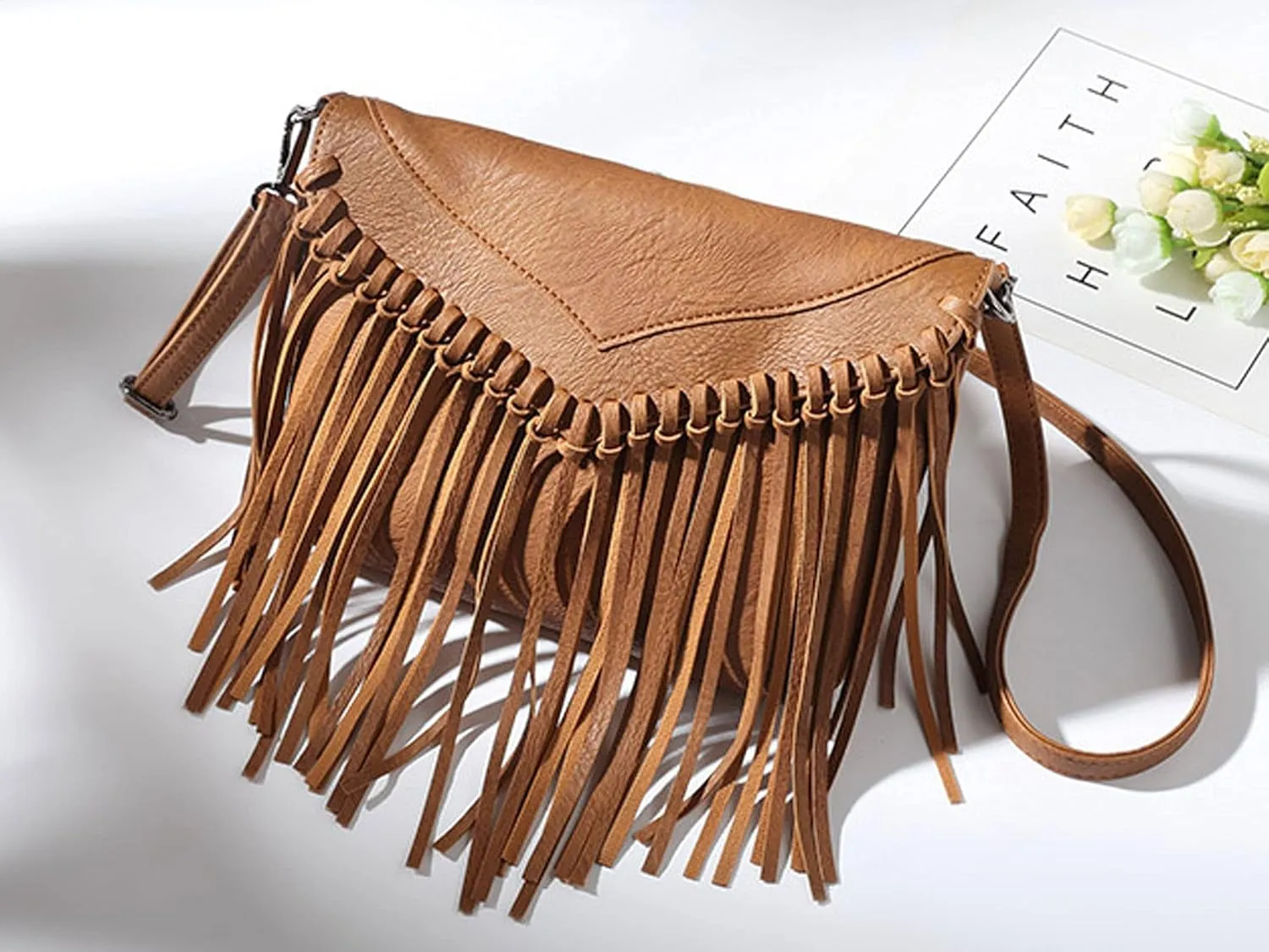 Hoce Women’s Leather Fringe Messenger Bag Large Hobo Crossbody Tassel Shoulder Bags, Gift for Mom Wife Girlfriend