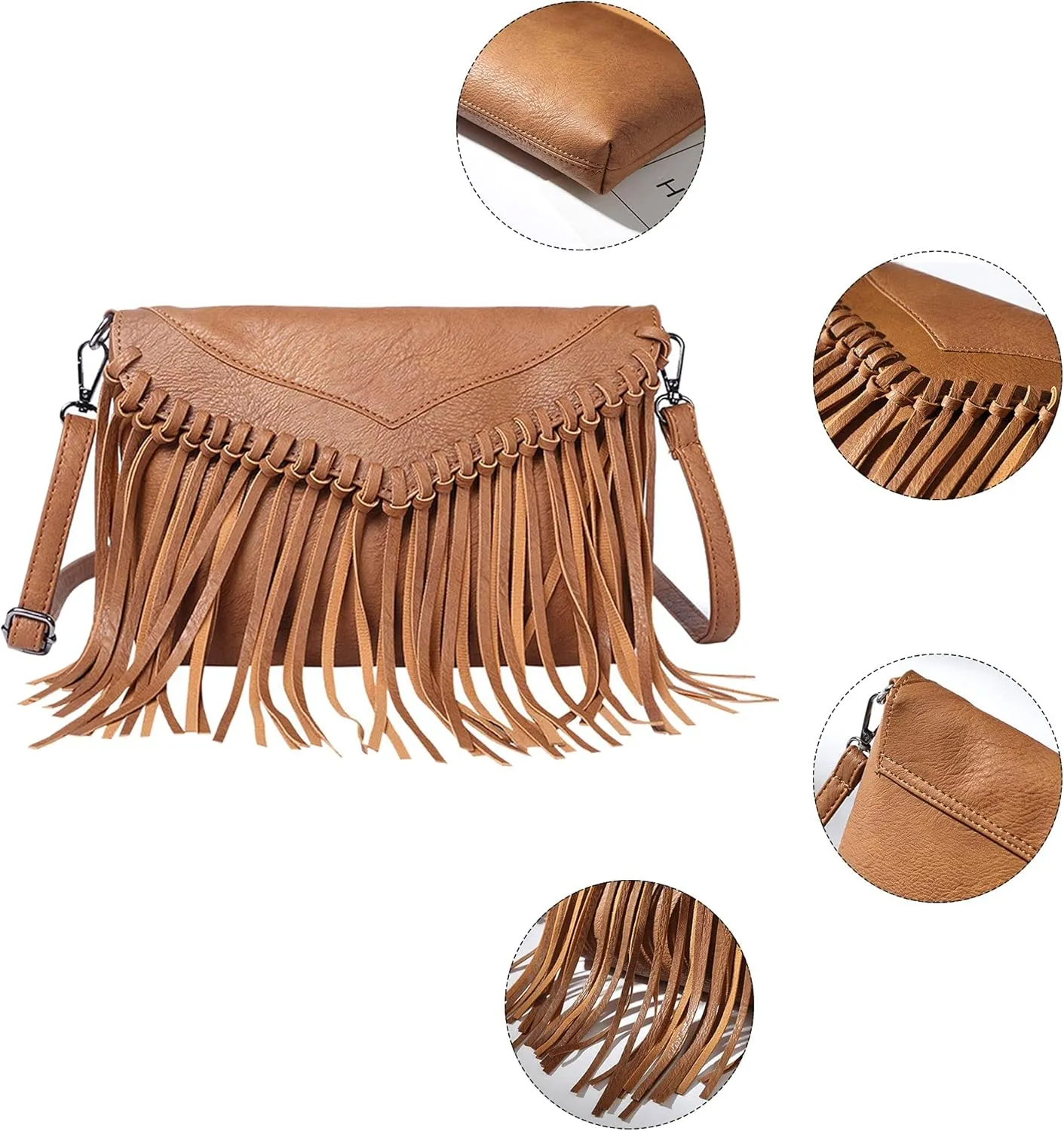 Hoce Women’s Leather Fringe Messenger Bag Large Hobo Crossbody Tassel Shoulder Bags, Gift for Mom Wife Girlfriend