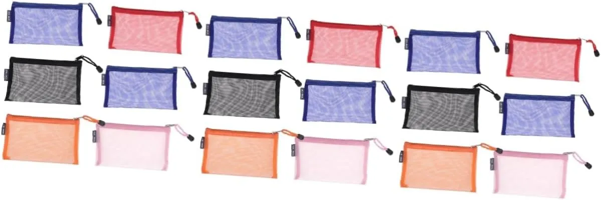 Homoyoyo 3sets 6 Pcs Zipper Mesh Pouch Multipurpose Travel Bags for Cosmetics Office and School Supplies Pencil Pen Bag for Organization and Convenience 6pcs*3