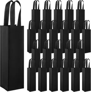 Hoolerry 36 Pcs Single Black Wine Bag Christmas Fabric Reusable Tote Gift Bags Bulk Bottle Holder Wine Carrier with Handles for Shopping Wedding Birthday Dinner Parties