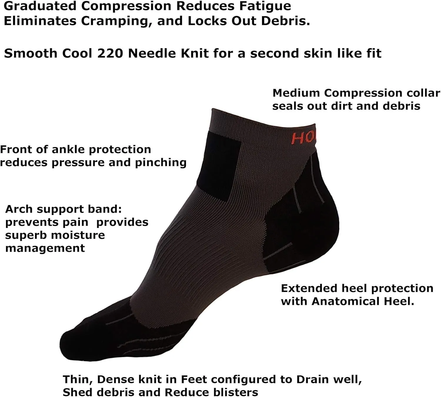 Hoplite Trail Running Compression Socks for Men and Women, 2 Pair Multi-pack