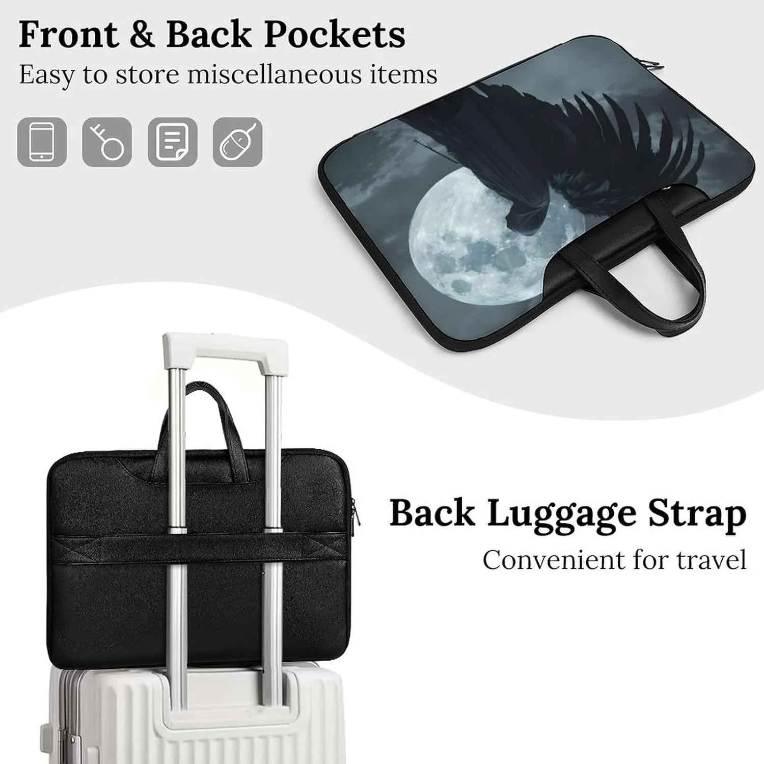 Horror Vampire Devil Grim Reaper Laptop Tote Bag Waterproof Computer Carrying Case Business Office Briefcase