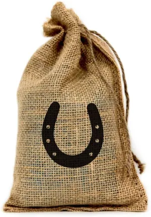 Horseshoe, Customized 6" X 10" Burlap Party Favor Bag with Drawstring - Set of 10